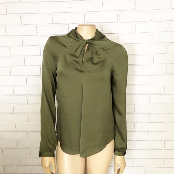 Banana Republic Women’s Olive Green High Neck Twist Blouse - Picture 4 of 6